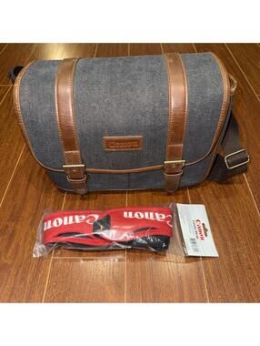 Canon Camera Bag (Great Condition) + EOS Red Padded Neck Strap Bundle (New!)